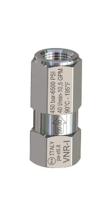 Обратный клапан VNR-I вход 3/8 г. выход 3/8 г. 40 л/мин 450 бар  нерж. сталь