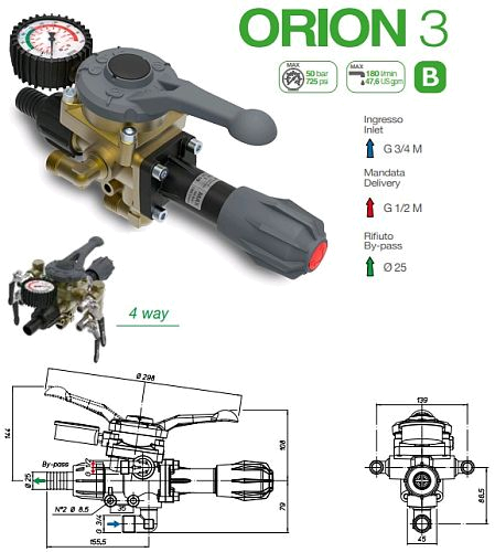Узел управления Comet® серия ORION 3 с манометром (180 л/мин; 50 бар)
