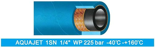 Шланг высокого давления синий AQUAJET 1SN 1/4”WP 225 bar -40°C-+160°C