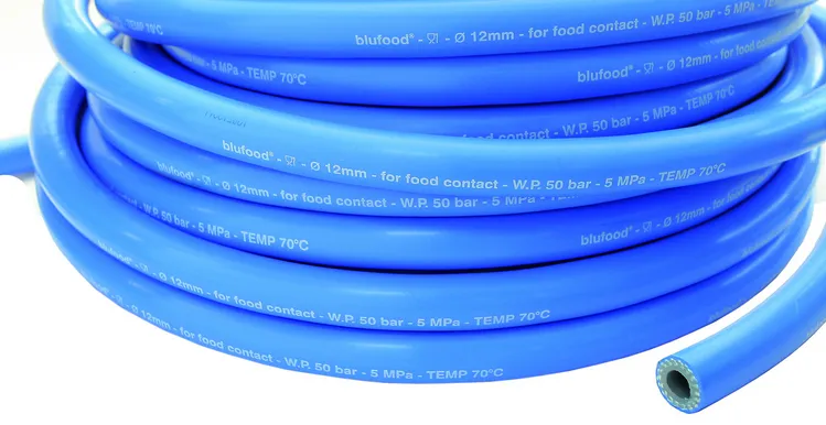 Шланг синий 5-ти слойный PVC, высокопрочный  DN12, 50 бар, 70 °C, blufood