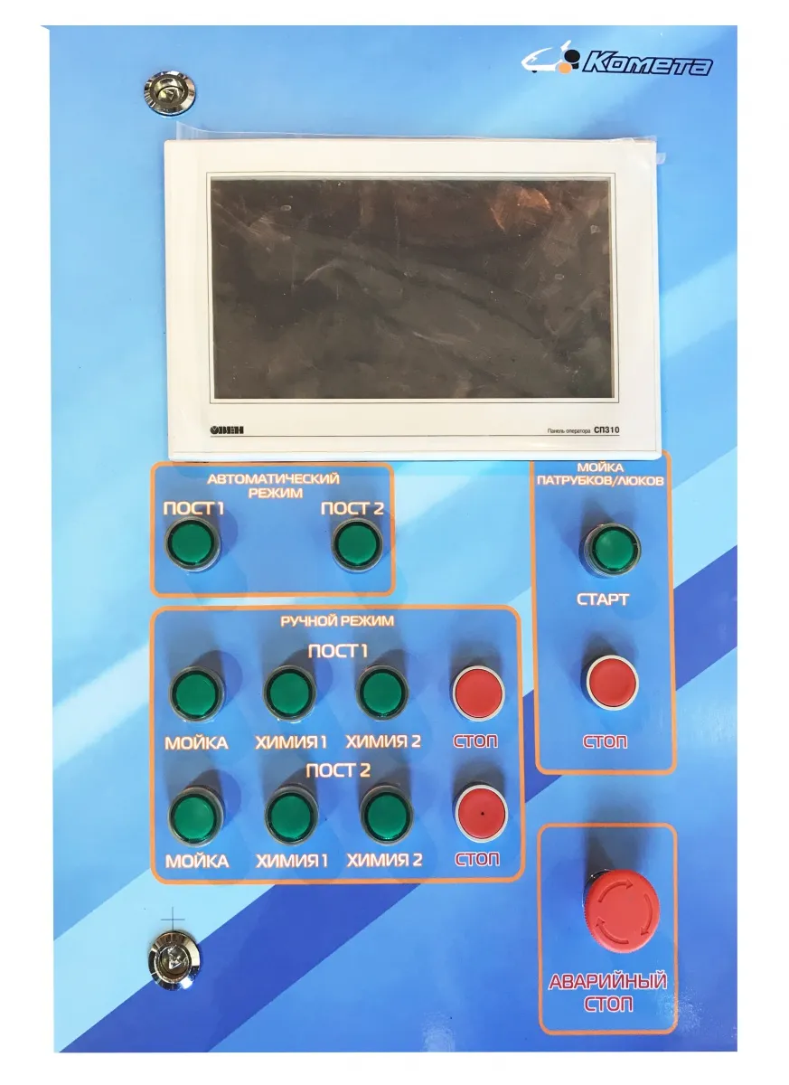 Блок автоматики с панелью оператора включает в себя ручной и автоматический режимы работы